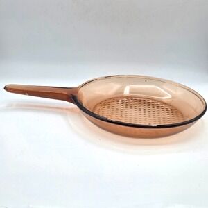 Vision Corning Ware Waffle Bottom 10.5 Inch Amber Glass Frying Pan Skillet